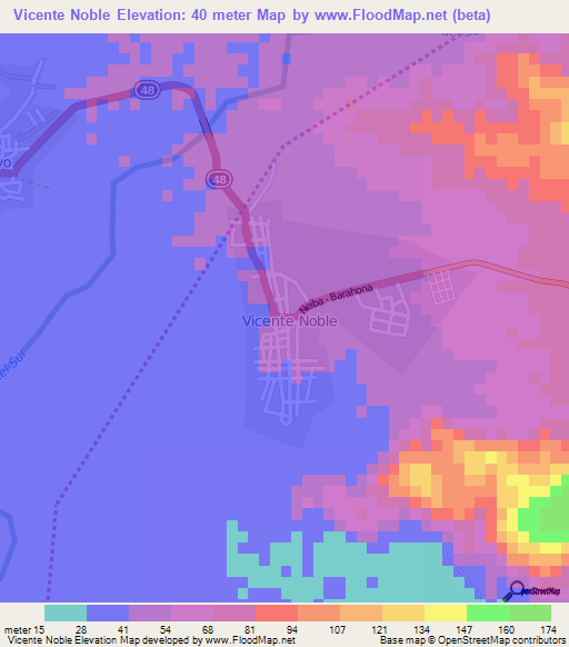 Vicente Noble,Dominican Republic Elevation Map