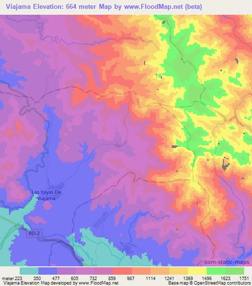 Viajama,Dominican Republic Elevation Map