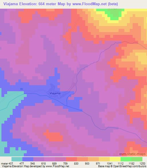 Viajama,Dominican Republic Elevation Map