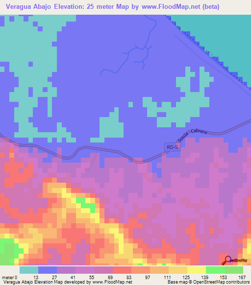 Veragua Abajo,Dominican Republic Elevation Map