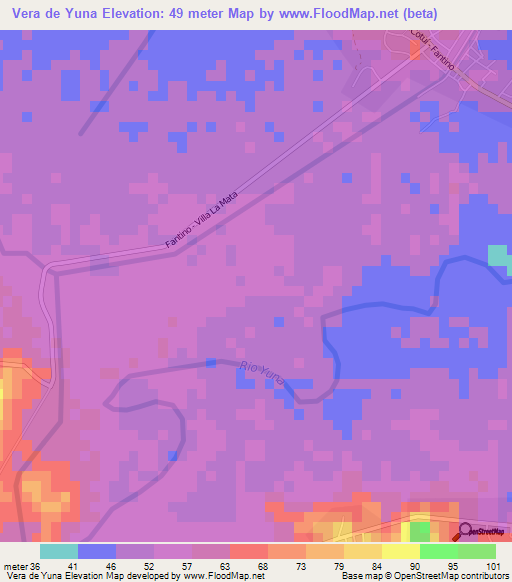 Vera de Yuna,Dominican Republic Elevation Map