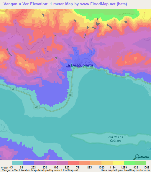 Vengan a Ver,Dominican Republic Elevation Map