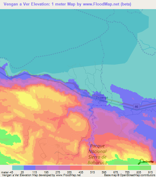 Vengan a Ver,Dominican Republic Elevation Map