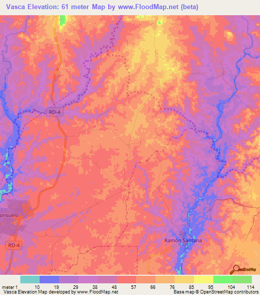 Vasca,Dominican Republic Elevation Map