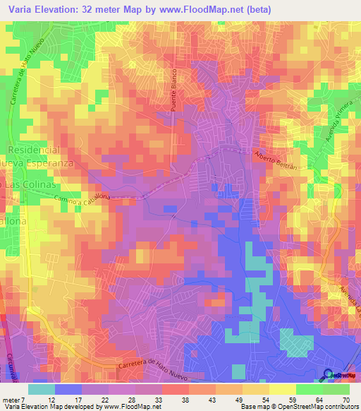 Varia,Dominican Republic Elevation Map