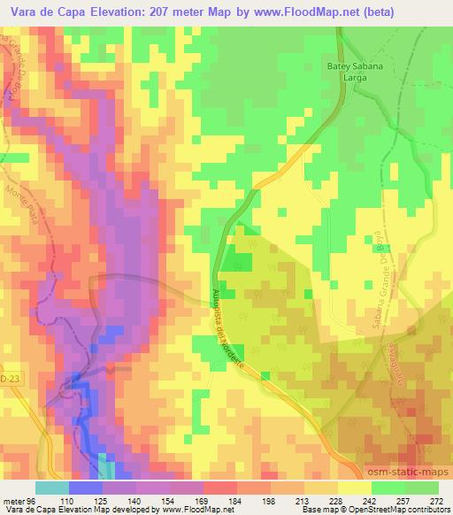 Vara de Capa,Dominican Republic Elevation Map