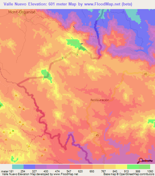 Valle Nuevo,Dominican Republic Elevation Map