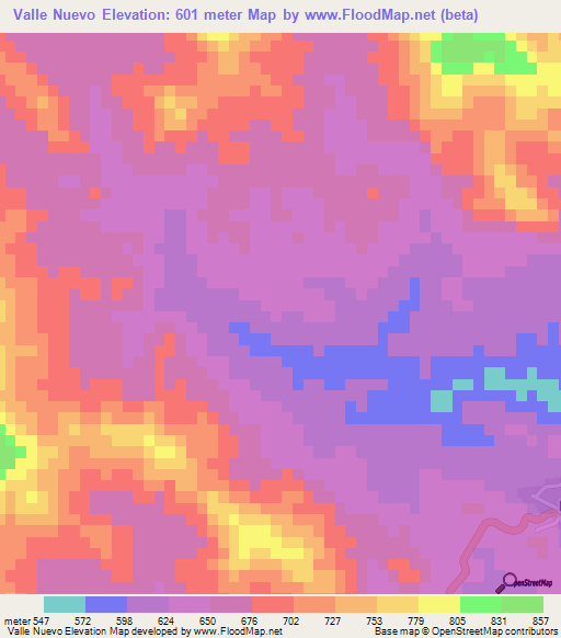 Valle Nuevo,Dominican Republic Elevation Map