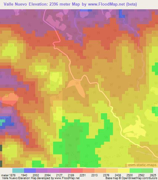 Valle Nuevo,Dominican Republic Elevation Map