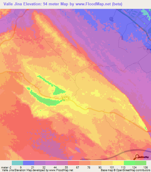 Valle Jina,Dominican Republic Elevation Map