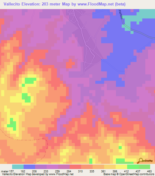 Vallecito,Dominican Republic Elevation Map