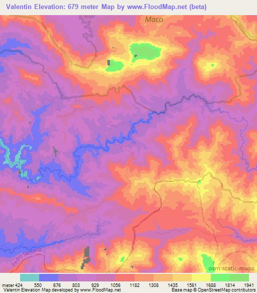 Valentin,Dominican Republic Elevation Map