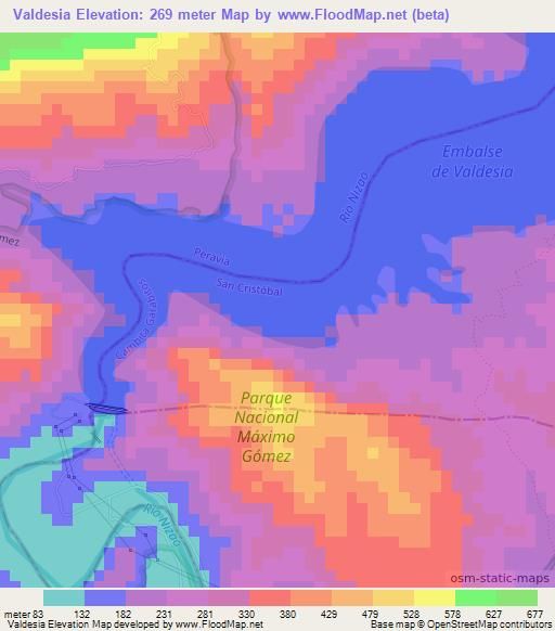 Valdesia,Dominican Republic Elevation Map