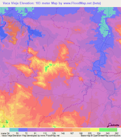 Vaca Vieja,Dominican Republic Elevation Map