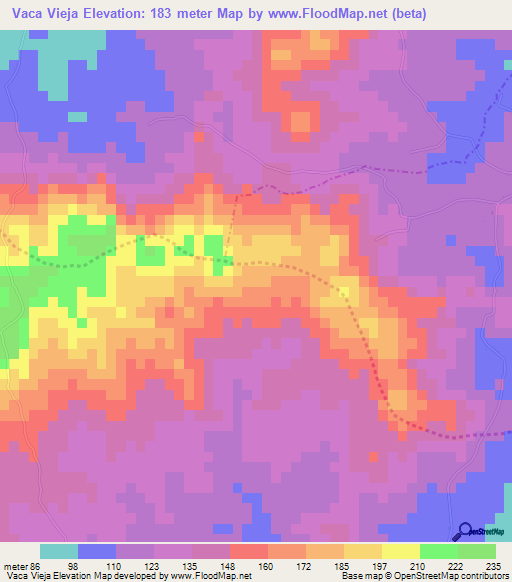 Vaca Vieja,Dominican Republic Elevation Map