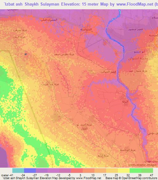 `Izbat ash Shaykh Sulayman,Egypt Elevation Map