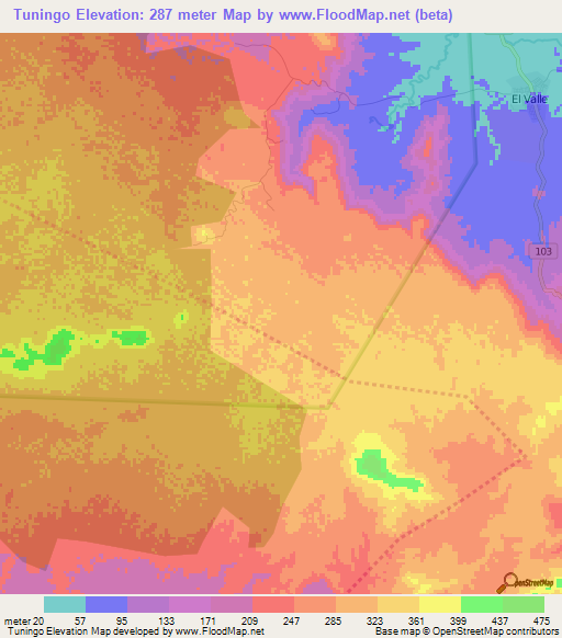 Tuningo,Dominican Republic Elevation Map