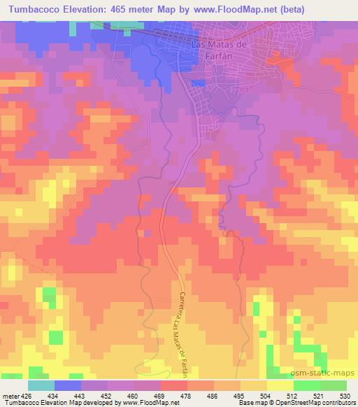 Tumbacoco,Dominican Republic Elevation Map