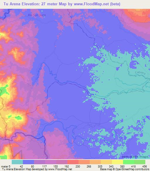 Tu Arena,Dominican Republic Elevation Map