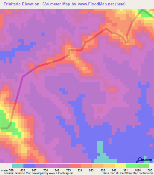 Trinitaria,Dominican Republic Elevation Map