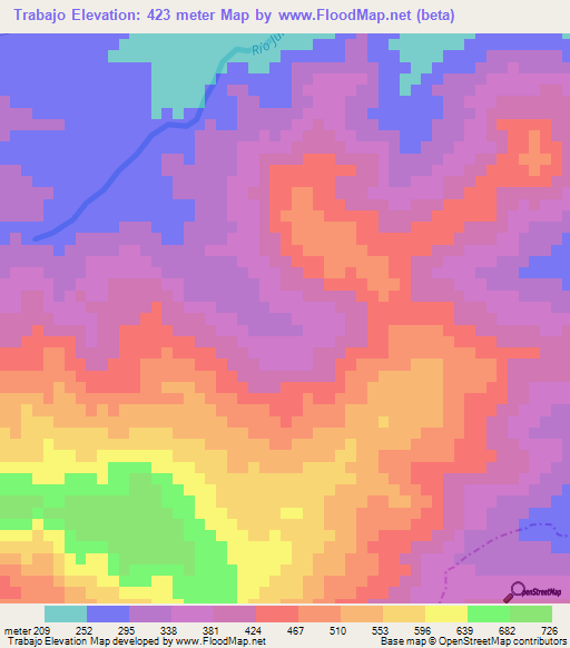 Trabajo,Dominican Republic Elevation Map