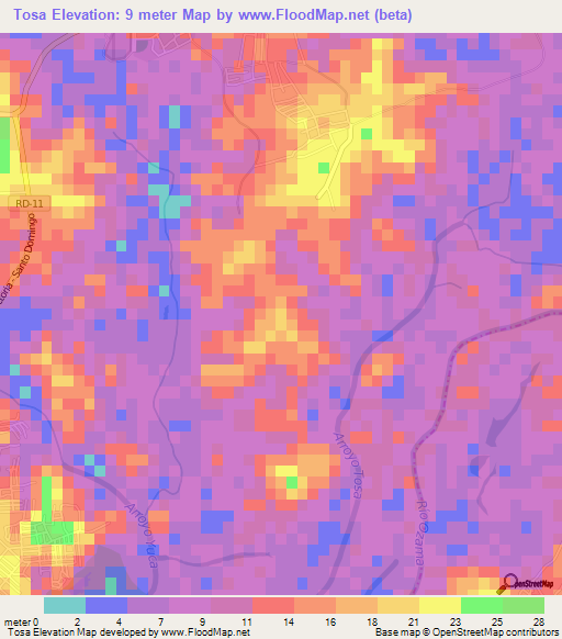 Tosa,Dominican Republic Elevation Map