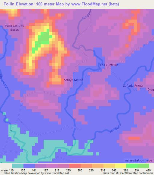 Tollin,Dominican Republic Elevation Map