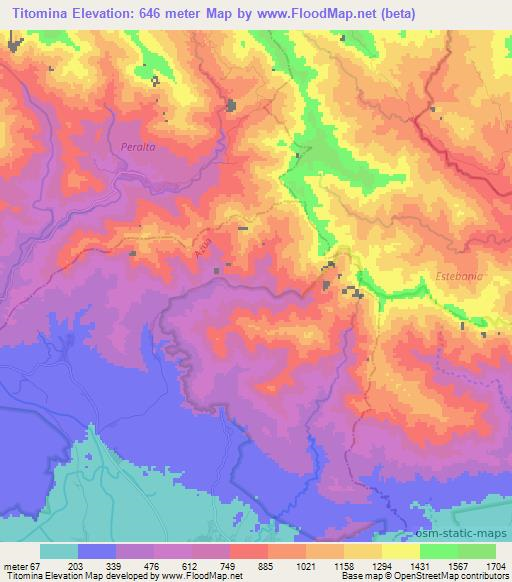 Titomina,Dominican Republic Elevation Map