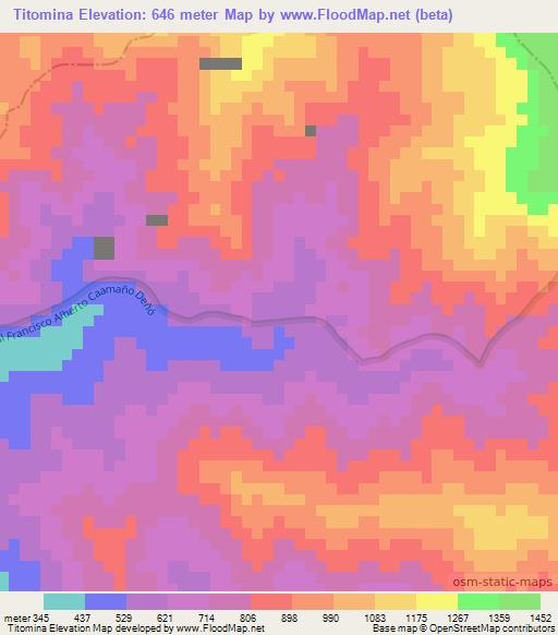 Titomina,Dominican Republic Elevation Map