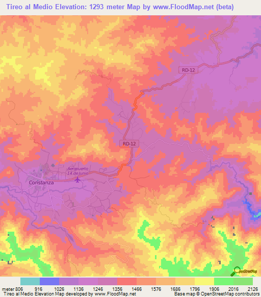 Tireo al Medio,Dominican Republic Elevation Map