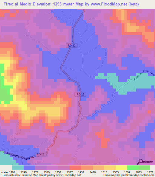 Tireo al Medio,Dominican Republic Elevation Map