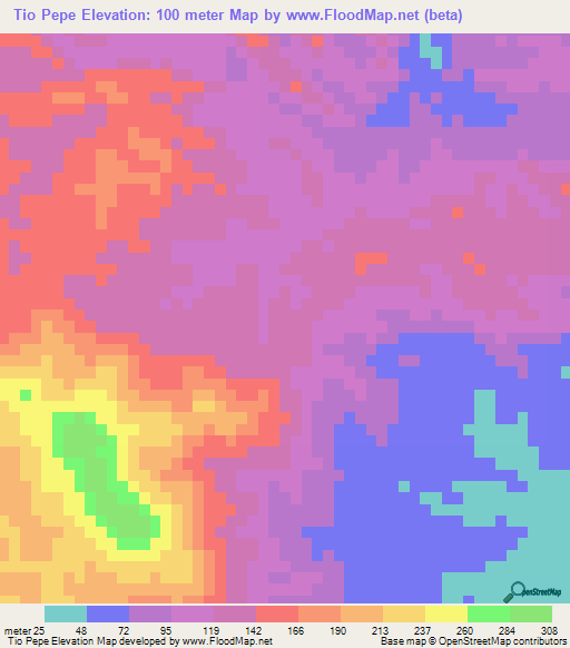 Tio Pepe,Dominican Republic Elevation Map