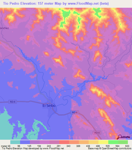 Tio Pedro,Dominican Republic Elevation Map