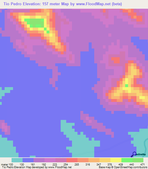 Tio Pedro,Dominican Republic Elevation Map