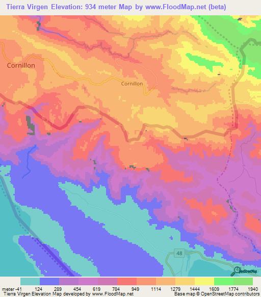 Tierra Virgen,Dominican Republic Elevation Map