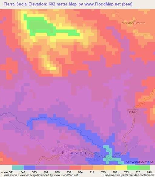 Tierra Sucia,Dominican Republic Elevation Map