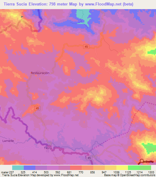 Tierra Sucia,Dominican Republic Elevation Map