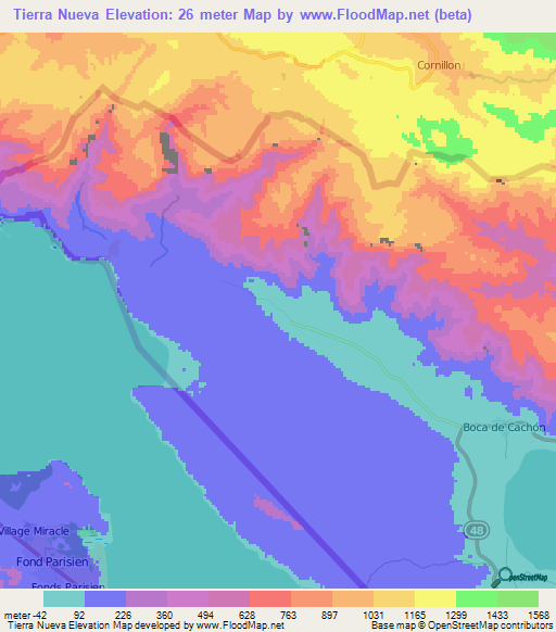 Tierra Nueva,Dominican Republic Elevation Map