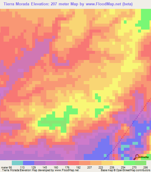 Tierra Morada,Dominican Republic Elevation Map