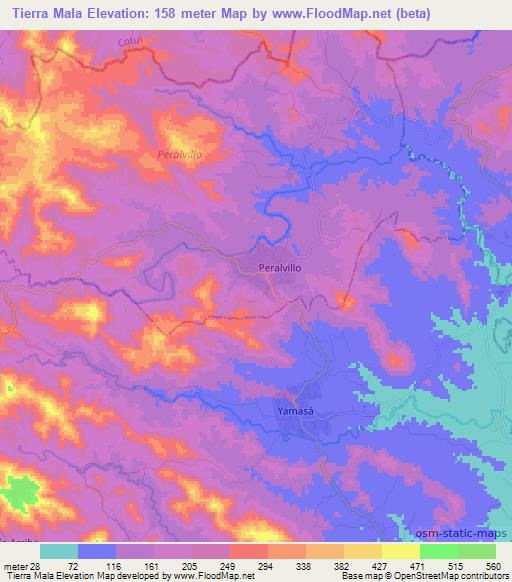 Tierra Mala,Dominican Republic Elevation Map