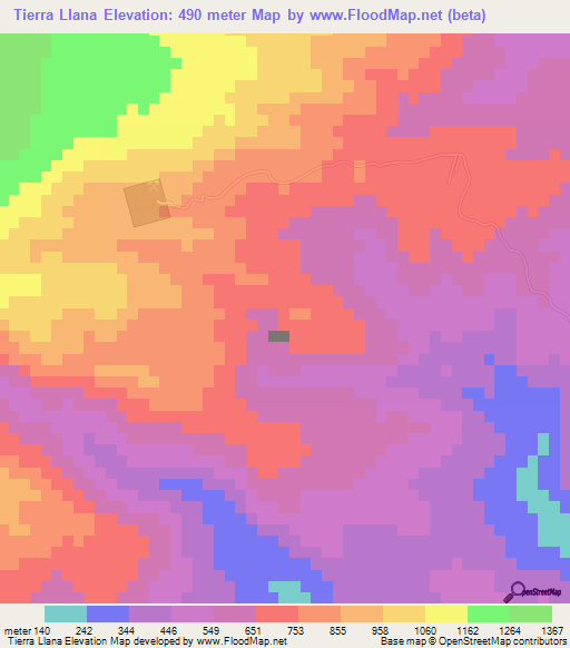 Tierra Llana,Dominican Republic Elevation Map