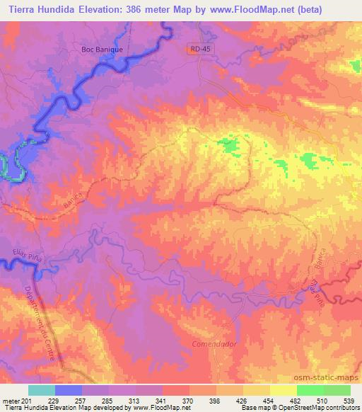 Tierra Hundida,Dominican Republic Elevation Map