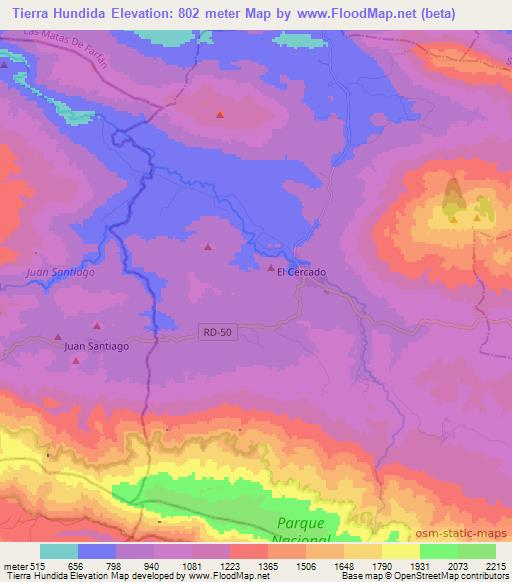 Tierra Hundida,Dominican Republic Elevation Map