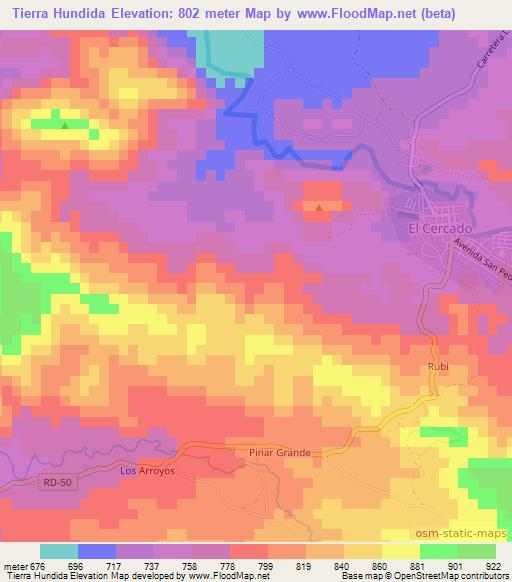 Tierra Hundida,Dominican Republic Elevation Map