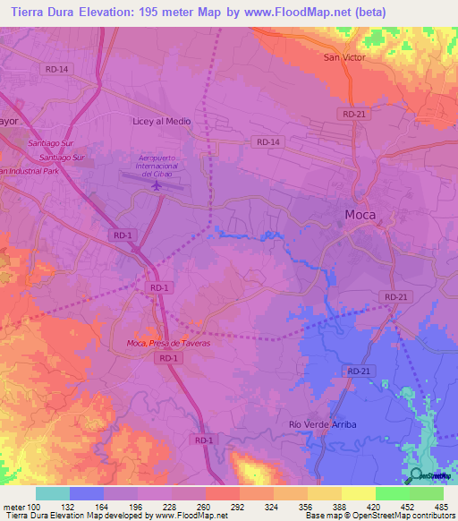 Tierra Dura,Dominican Republic Elevation Map