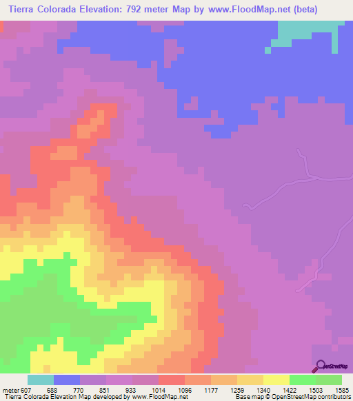 Tierra Colorada,Dominican Republic Elevation Map