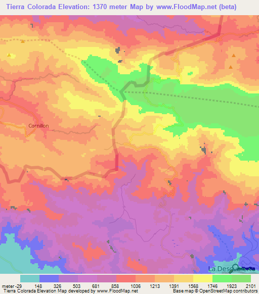 Tierra Colorada,Dominican Republic Elevation Map