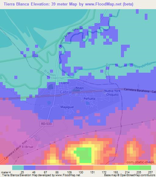 Tierra Blanca,Dominican Republic Elevation Map