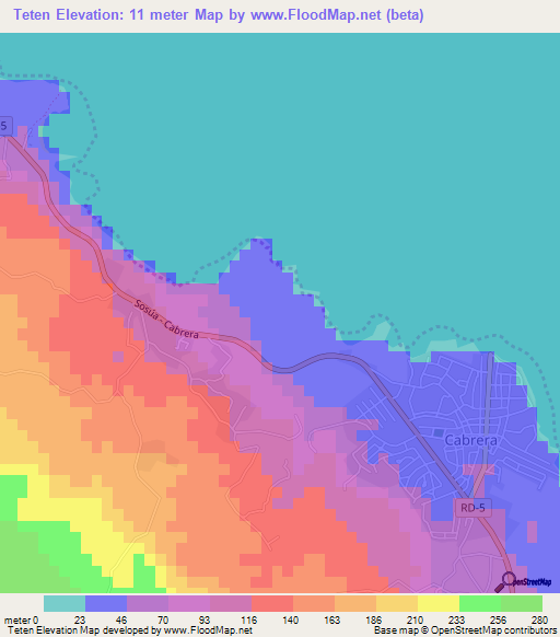 Teten,Dominican Republic Elevation Map