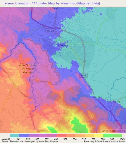 Terrero,Dominican Republic Elevation Map